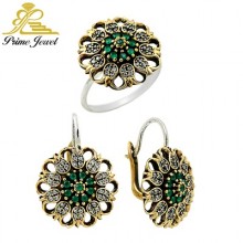 Gümüş Otantik Taşlı Set